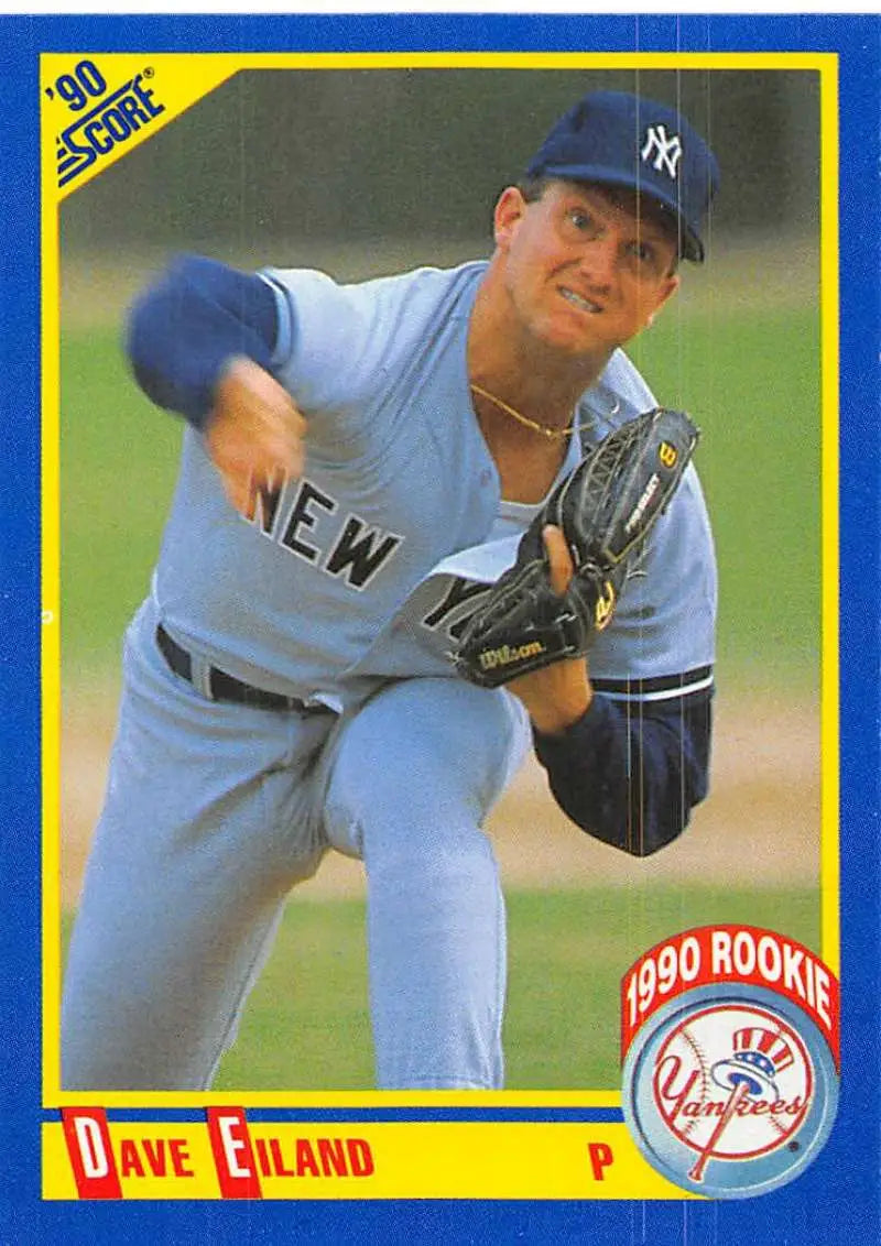 1990 Score #652 Dave Eiland EX Excellent New York Yankees Baseball Card - Baseball Card Single
