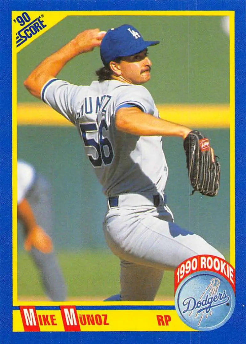 1990 Score #653 Mike Munoz EX Excellent RC Rookie Los Angeles Dodgers Baseball Card - Baseball Card Single