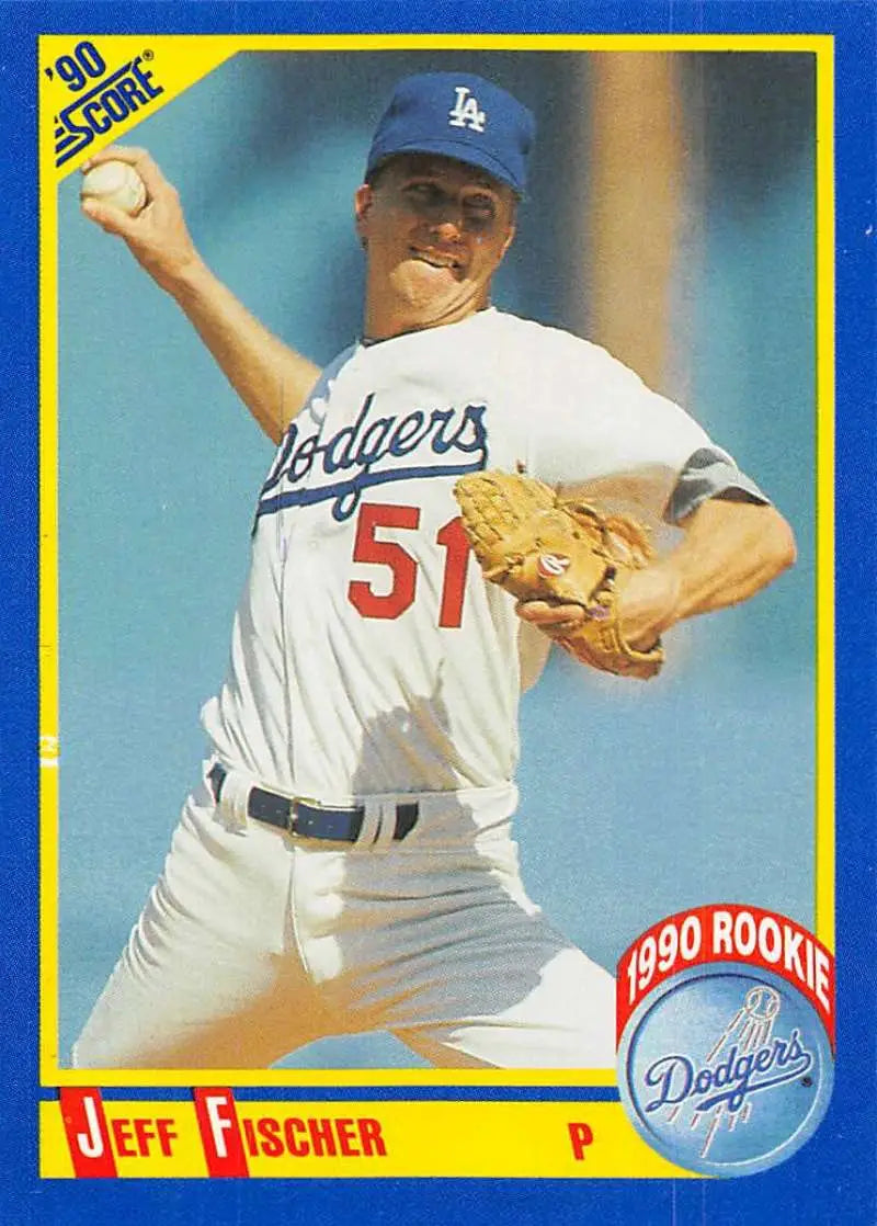 1990 Score #654 Jeff Fischer EX Excellent RC Rookie Los Angeles Dodgers Baseball Card - Baseball Card Single