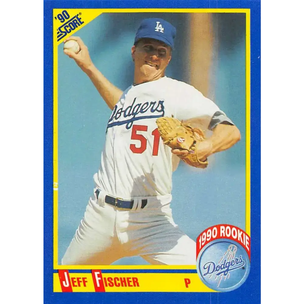 1990 Score #654 Jeff Fischer NM-MT RC Rookie Los Angeles Dodgers Baseball Card - Baseball Card Single
