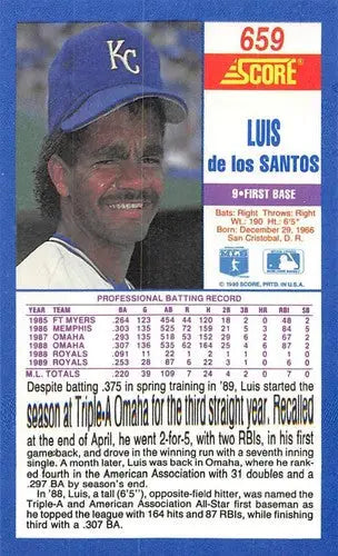 1990 Score #659 Luis de los Santos NM-MT Royals - Baseball Card Single