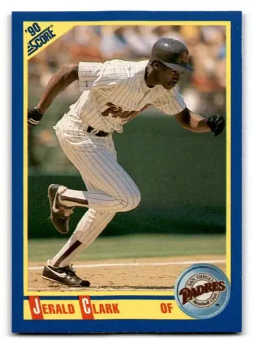 Jerald Clark baseball card from 1990 Score with original gloss featuring Simply Sandoval