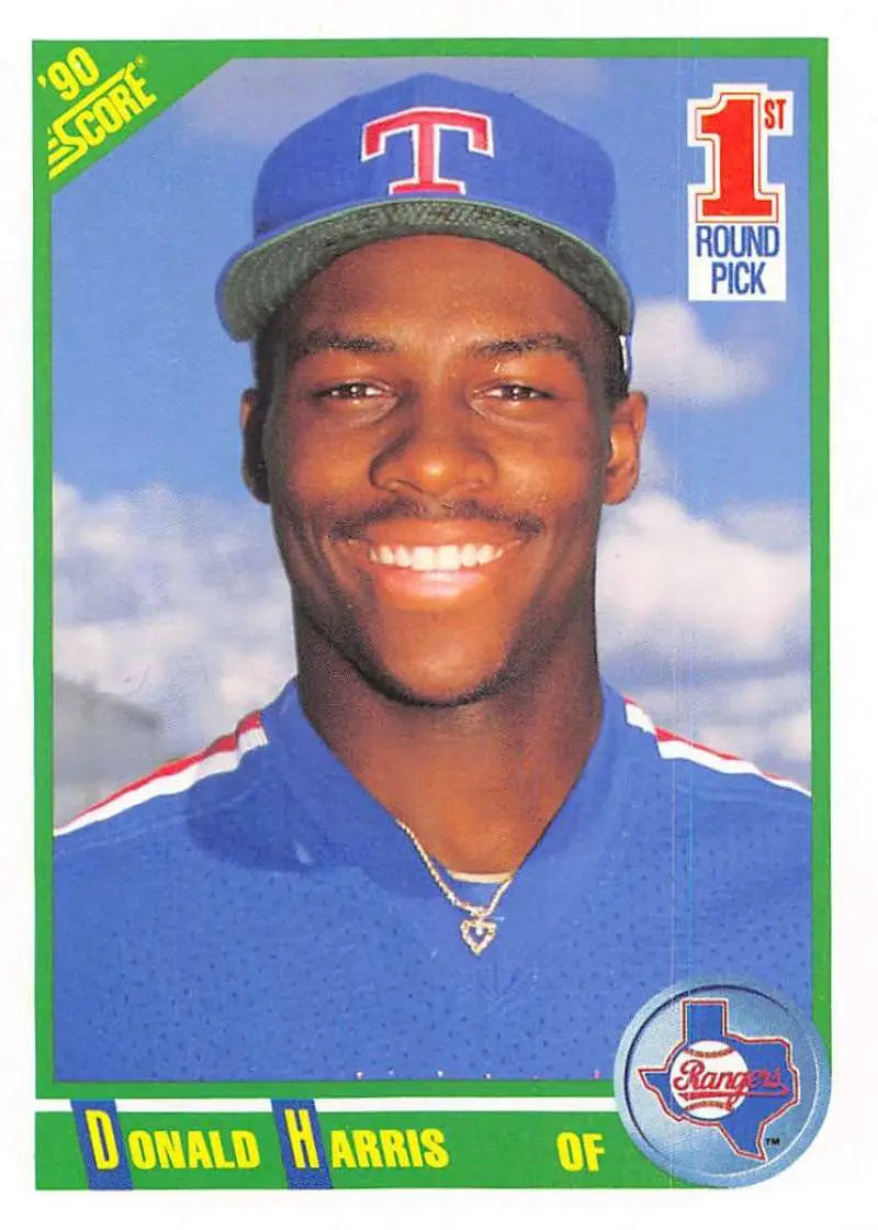 1990 Score #661 Donald Harris EX Excellent RC Rookie Texas Rangers Baseball Card - Baseball Card Single