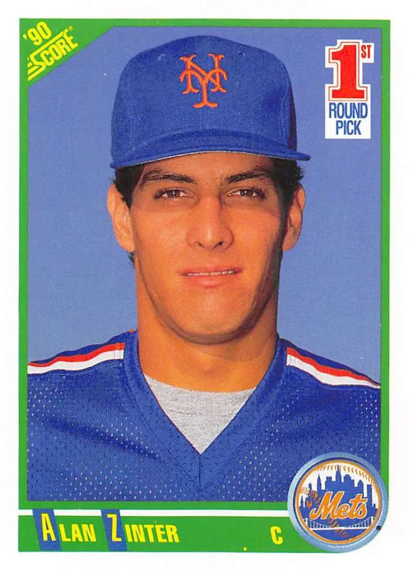 1990 Score #671 Alan Zinter EX Excellent RC Rookie New York Mets Baseball Card - Baseball Card Single