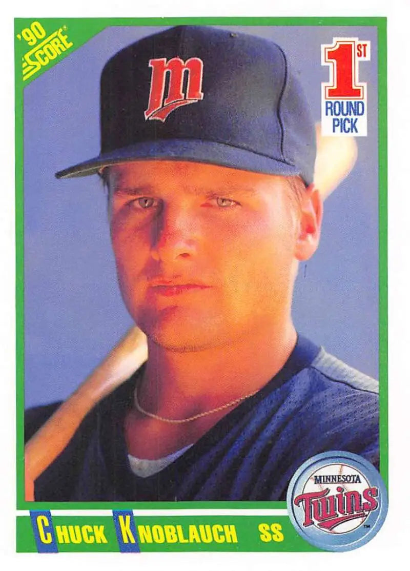 1990 Score #672 Chuck Knoblauch EX Excellent RC Rookie Minnesota Twins Baseball Card - Baseball Card Single