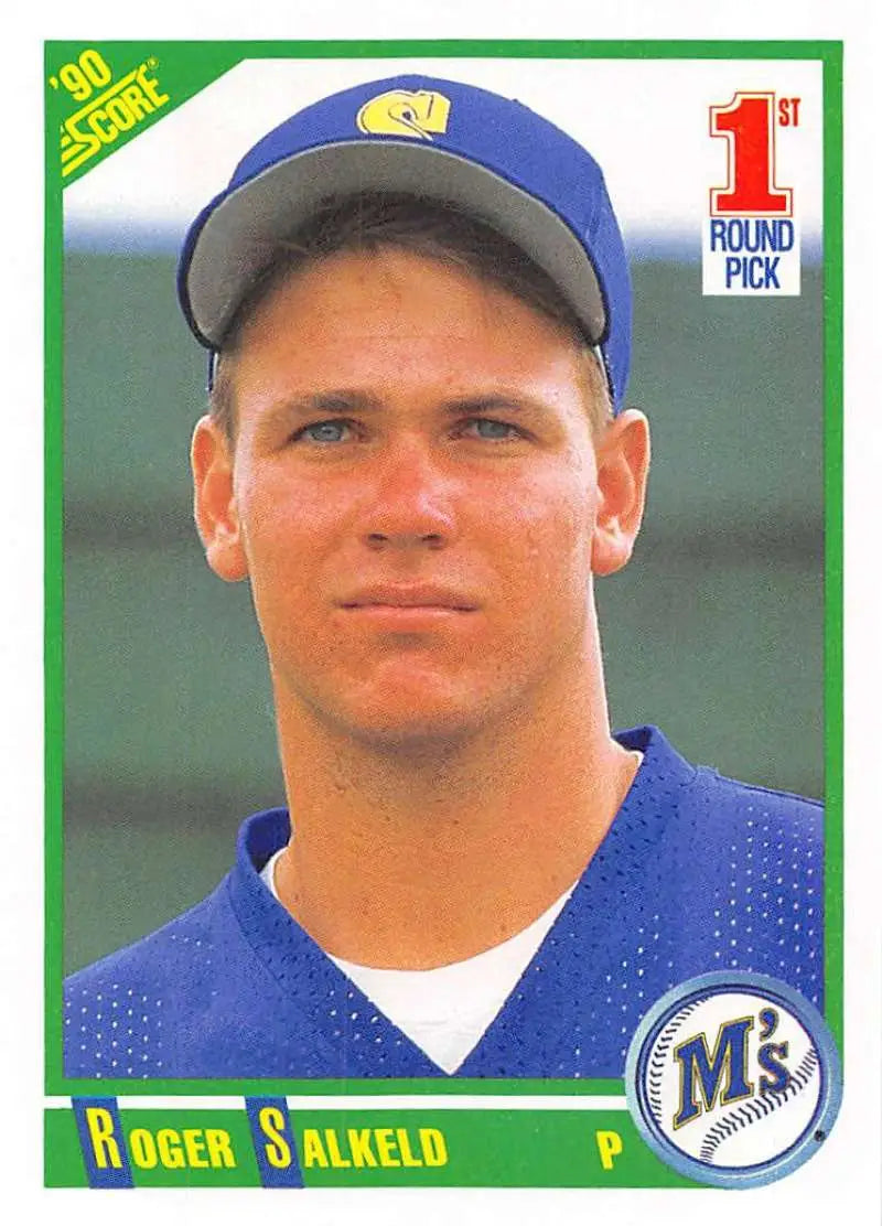 1990 Score #674 Roger Salkeld EX Excellent RC Rookie Seattle Mariners Baseball Card - Baseball Card Single
