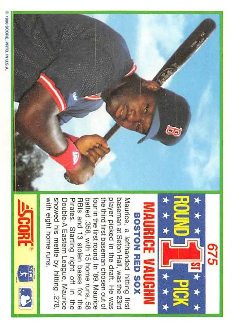 1990 Score #675 Mo Vaughn EX Excellent RC Rookie Boston Red Sox Baseball Card - Baseball Card Single