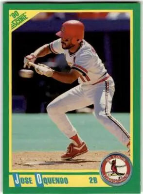Original gloss Jose Oquendo baseball card from 1990 Score #68 featuring Jose Oquendo