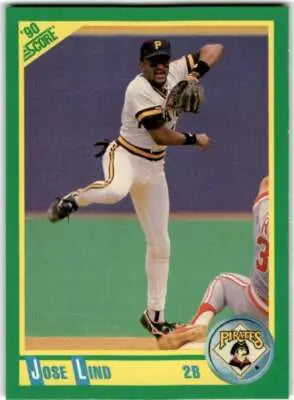 Original gloss Jose Lind baseball card from 1990 Score #83 featuring Simply Sandoval