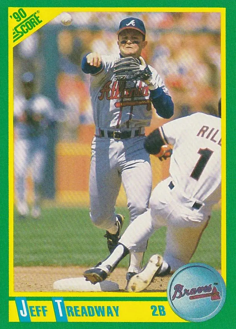 1990 Score #95 Jeff Treadway EX Excellent Atlanta Braves Baseball Card - Baseball Card Single