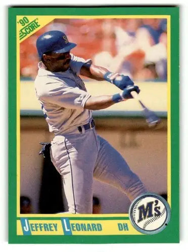 Original gloss Jeffrey Leonard Seattle Mariners baseball card 1990 Score #98 Leonard Seattle Mariners