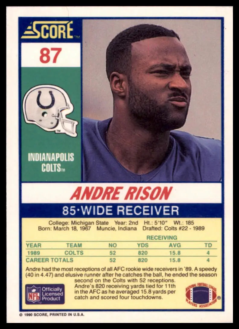 1990 Score Andre Rison 87 Indianapolis Colts NM - Football Card Single