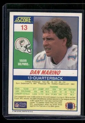 1990 Score Dan Marino #13 Football - Football Card Single