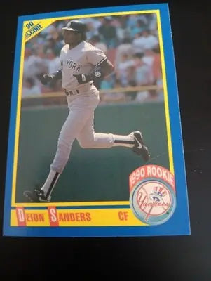 1990 Score - Deion Sanders #586 (RC). NY Yankees. EX+