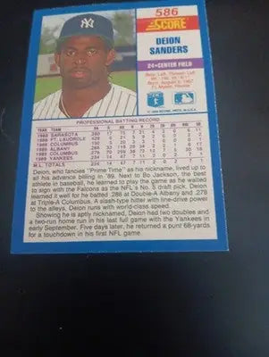 1990 Score - Deion Sanders #586 (RC). NY Yankees. EX+
