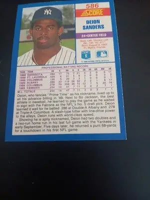 1990 Score - Deion Sanders #586 (RC). NY Yankees. EX+