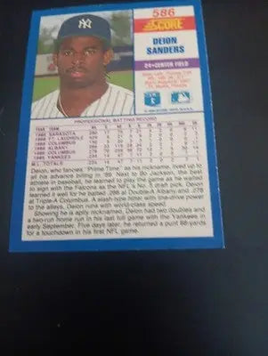 1990 Score - Deion Sanders #586 (RC). NY Yankees. EX+