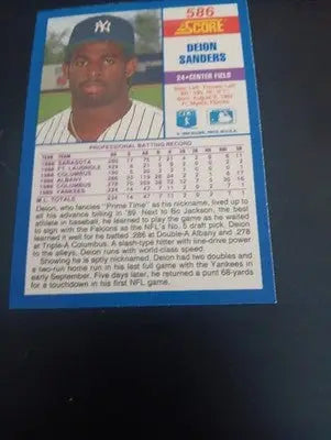 1990 Score - Deion Sanders #586 (RC). NY Yankees. EX+