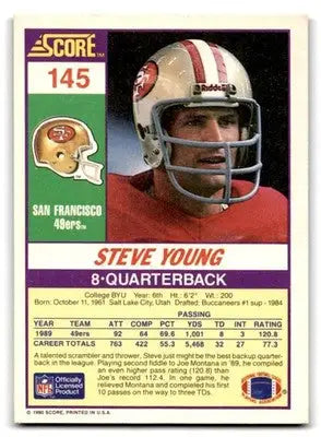 1990 Score Football Steve Young #145 San Francisco 49ers - Football Card Single