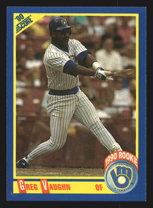 1990 Score Greg Vaughn #585 Rookie RC Milwaukee Brewers - Baseball Card Single