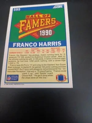 1990 Score - Hall of Famer Franco Harris #595. Pittsburgh Steelers. NRMT+