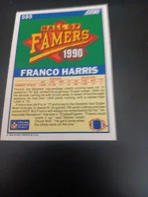 1990 Score - Hall of Famer Franco Harris #595. Pittsburgh Steelers. NRMT+