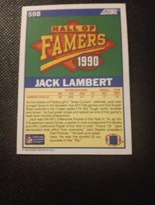 1990 Score - Hall of Famer Jack Lambert #598. Steelers. NRMT+ - Football Card Single
