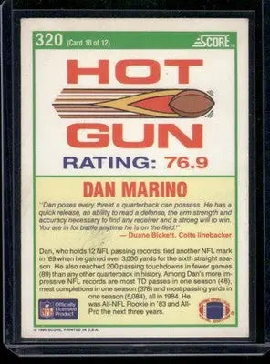 1990 Score Hot Gun Dan Marino #320 Football - Football Card Single