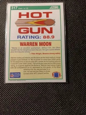 1990 Score - Hot Gun Warren Moon #317. Houston Oilers. NRMT+ - Football Card Single