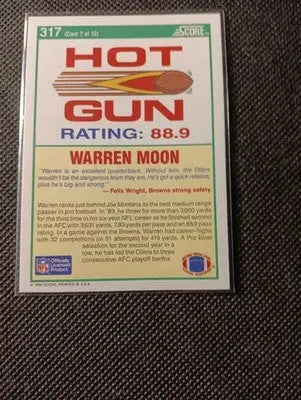 1990 Score - Hot Gun Warren Moon #317. Houston Oilers. NRMT+ - Football Card Single