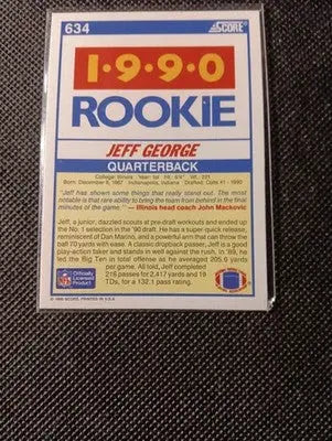 1990 Score - Jeff George #634 (RC). Cleveland Browns. NRMT+ - Football Card Single