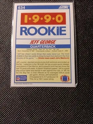 1990 Score - Jeff George #634 (RC). Cleveland Browns. NRMT+ - Football Card Single