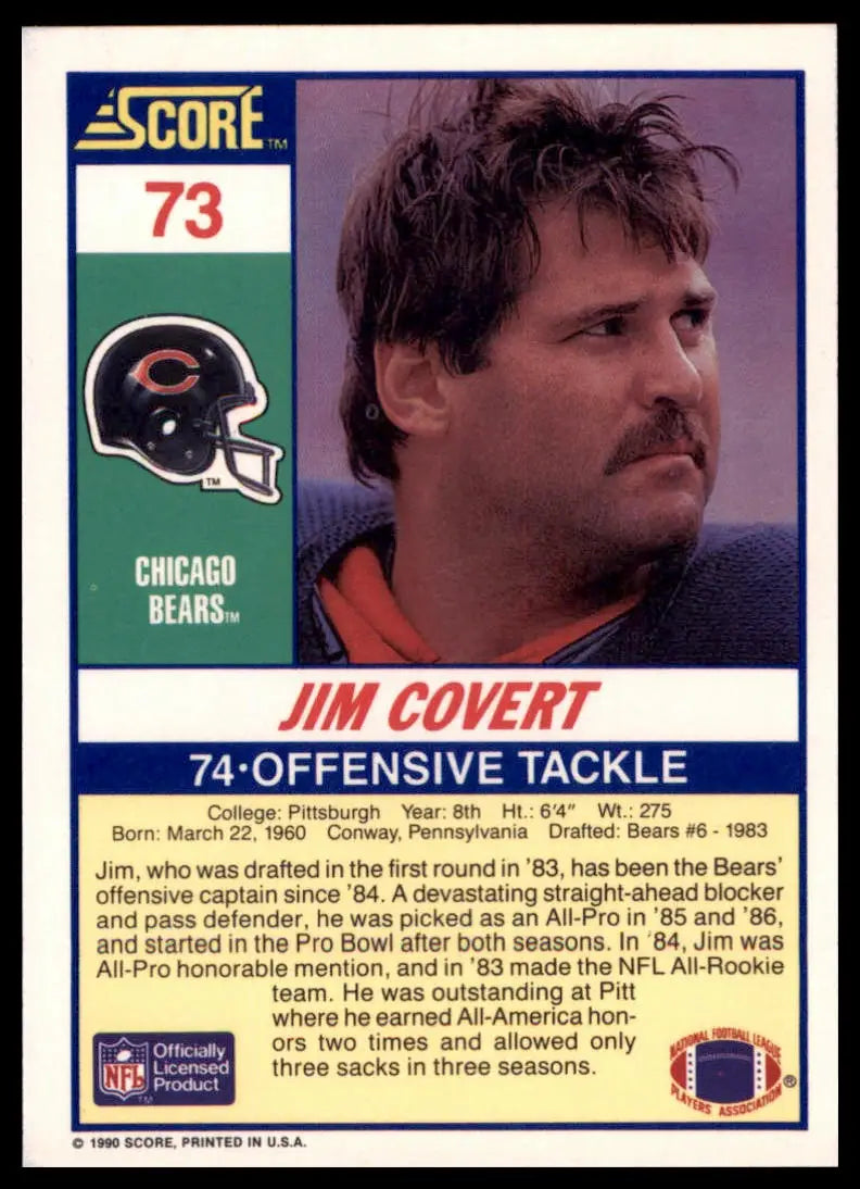 1990 Score Jim Covert 73 Chicago Bears NM - Football Card Single