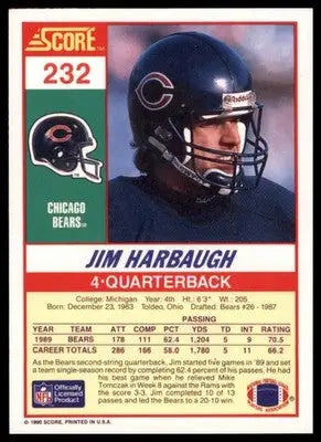 1990 Score Jim Harbaugh RC 232 Chicago Bears