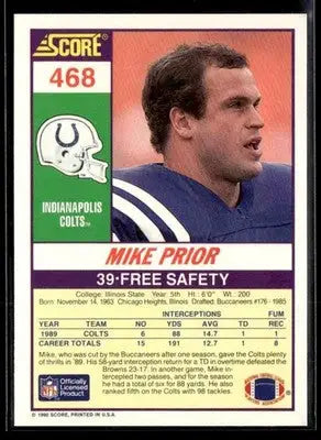 1990 Score Mike Prior #468 Indianapolis Colts - Football Card Single