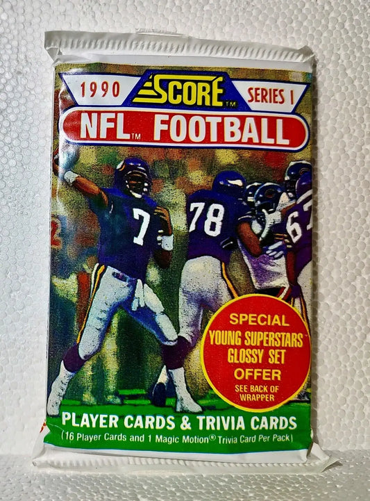 1990 Score NFL Football Card Pack Series 1 - Factory Sealed New - 16 Cards - Football Card Box