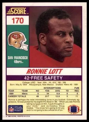1990 Score Ronnie Lott 170 San Francisco 49ers