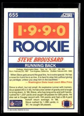 1990 Score Steve Broussard #655 RC WSU Cougars - Baseball Card Single