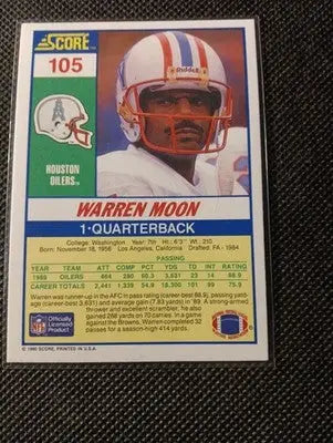 1990 Score - Warren Moon #105. Houston Oilers. NRMT+ - Football Card Single