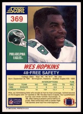 1990 Score Wes Hopkins 369 Philadelphia Eagles