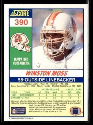1990 Score Winston Moss #390 RC Tampa Bay Buccaneers - Football Card Single