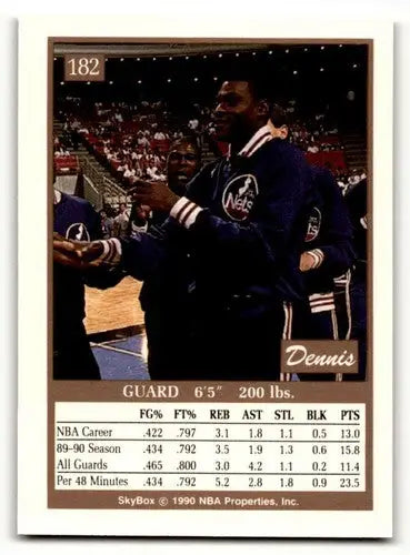 1990 SkyBox #182 Dennis Hopson New Jersey Nets Basketball Cards NM N ID:55692 - Basketball Card Single