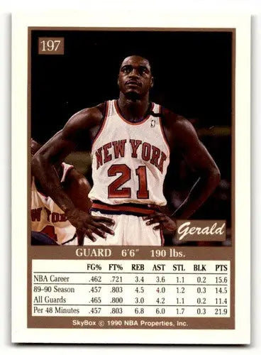 1990 SkyBox #197 Gerald Wilkins New York Knicks Basketball Cards NM ID:55690 - Basketball Card Single