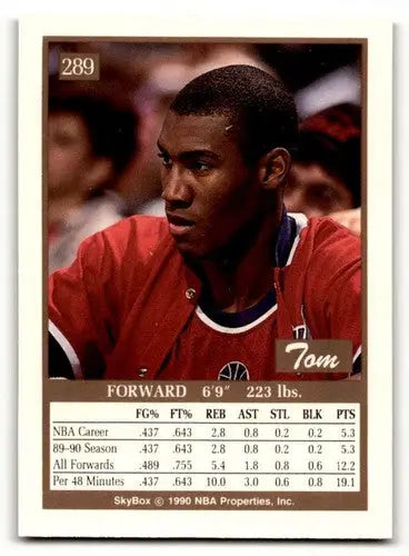 1990 SkyBox #289 Tom Hammonds Washington Bullets Basketball Cards NM ID:55691 - Basketball Card Single