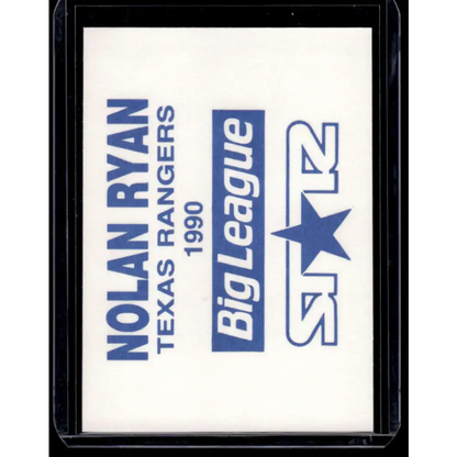 1990 Star Big League Yellow (unlicensed) #NNO Nolan Ryan Texas Rangers NM-MT Baseball Card