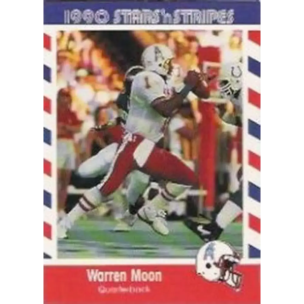 1990 Stars n Stripes Asher Candy #1 Warren Moon EX Excellent Houston Oilers Football Card - Football Card Single