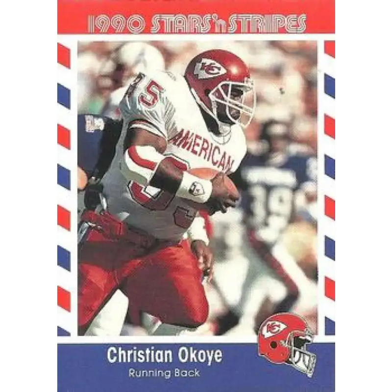 1990 Stars n Stripes Asher Candy #13 Christian Okoye EX Excellent Kansas City Chiefs Football Card - Football Card