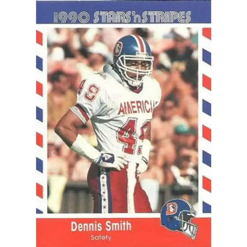 1990 Stars n Stripes Asher Candy #14 Dennis Smith EX Excellent Denver Broncos Football Card - Football Card Single
