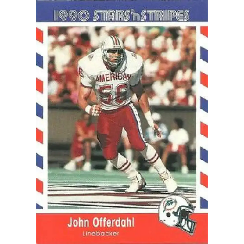1990 Stars n Stripes Asher Candy #17 John Offerdahl EX Excellent Miami Dolphins Football Card - Football Card Single
