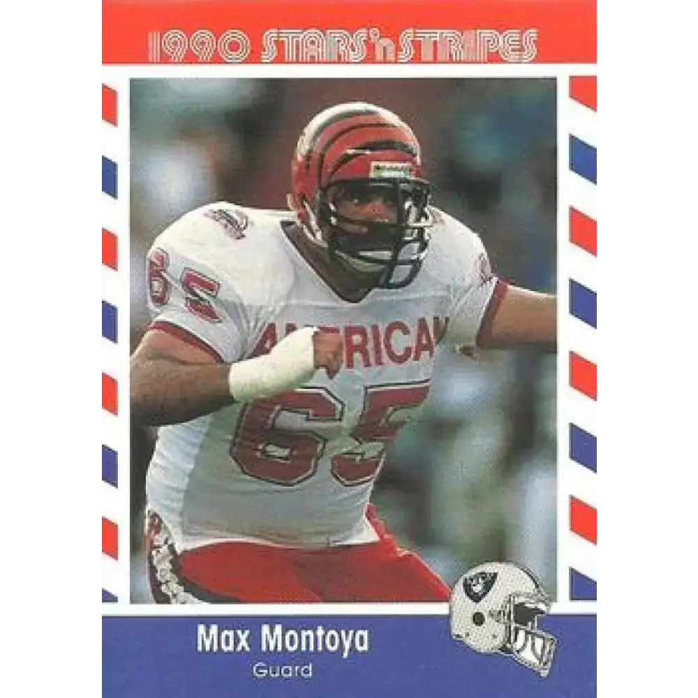 1990 Stars n Stripes Asher Candy #23 Max Montoya EX Excellent Los Angeles Raiders Football Card - Football Card Single